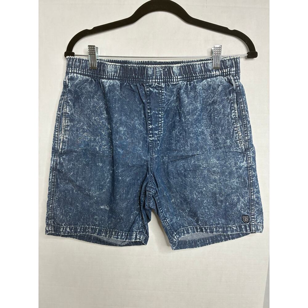 BRIXTON Men's Medium Steady Drawstring Blue Acid Wash Casual Beach Pockets